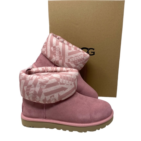 UGG Classic Mini Jersey Boots Winter Suede Stripe Pink Women Size 1136674 BLUS - Picture 7 of 9